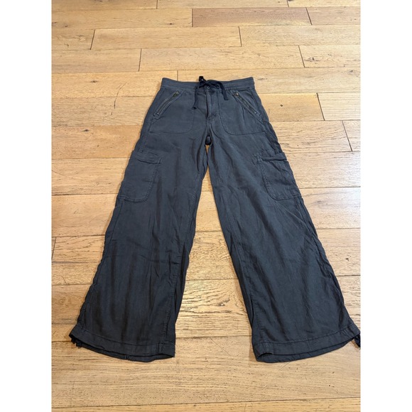 American Eagle Outfitters Women's Gray Linen Blend Cargo Pants Size 6 - Picture 1 of 10